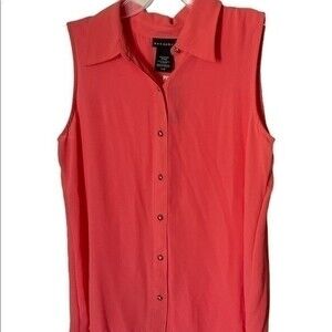 NWT Metaphor Sleeveless Peach Button Down Blouse with Collar​​​​​​​​​​​​